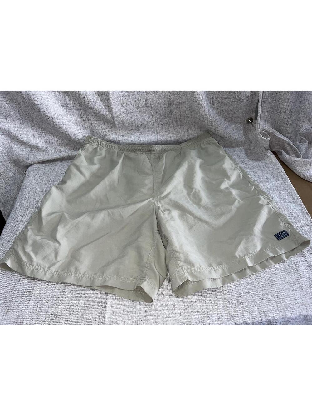 L.L. Bean Mens Swim Trunks / Shorts Lined Khaki XXL EUC